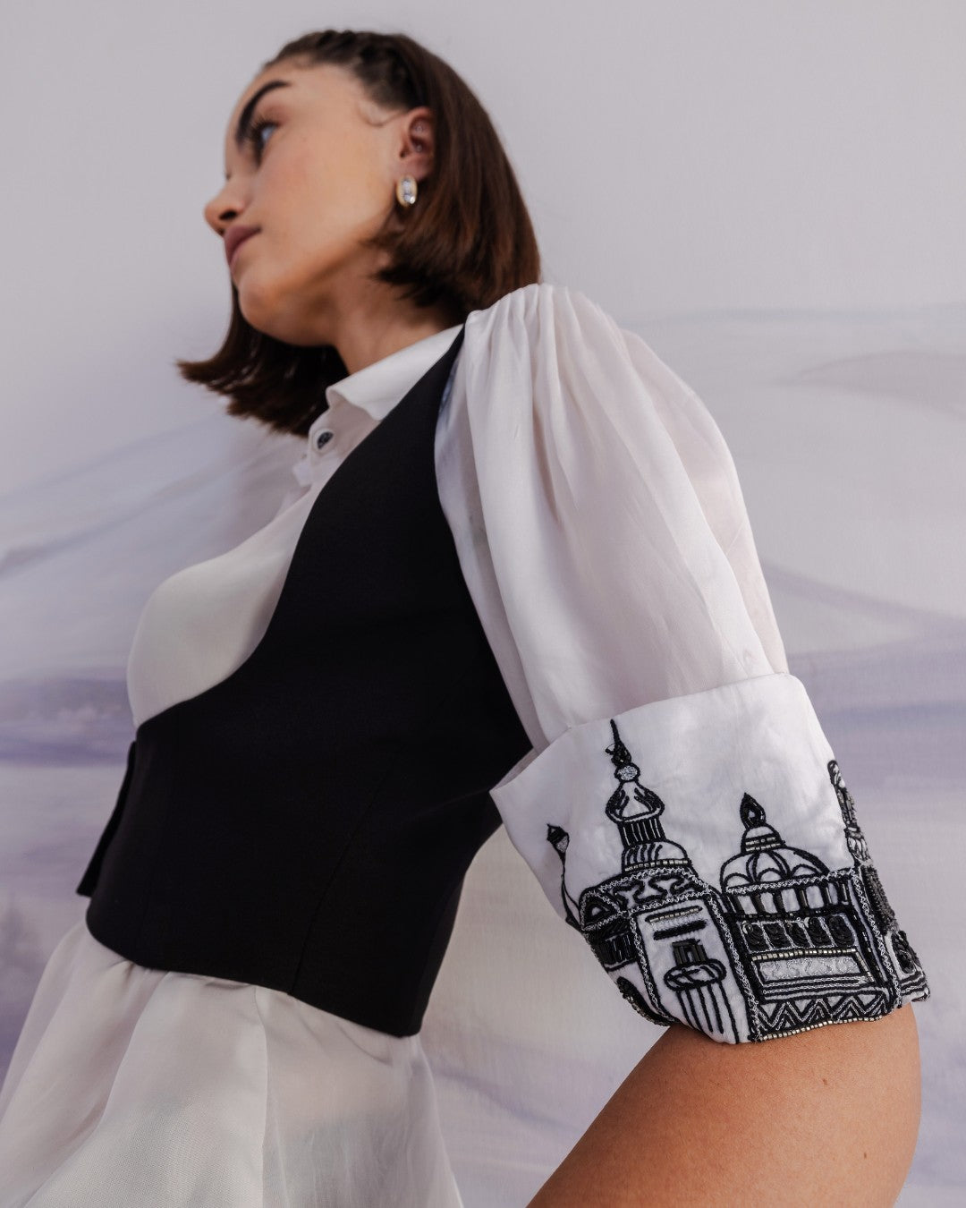 The Greece Ensemble Embroidered Cuff Shirt